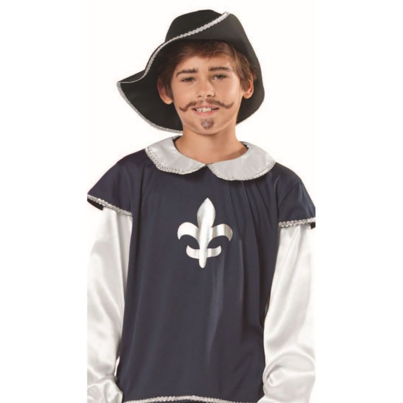 Blue and White Boys Musketeer Halloween Childrens Costume - Ages 7-9 Years