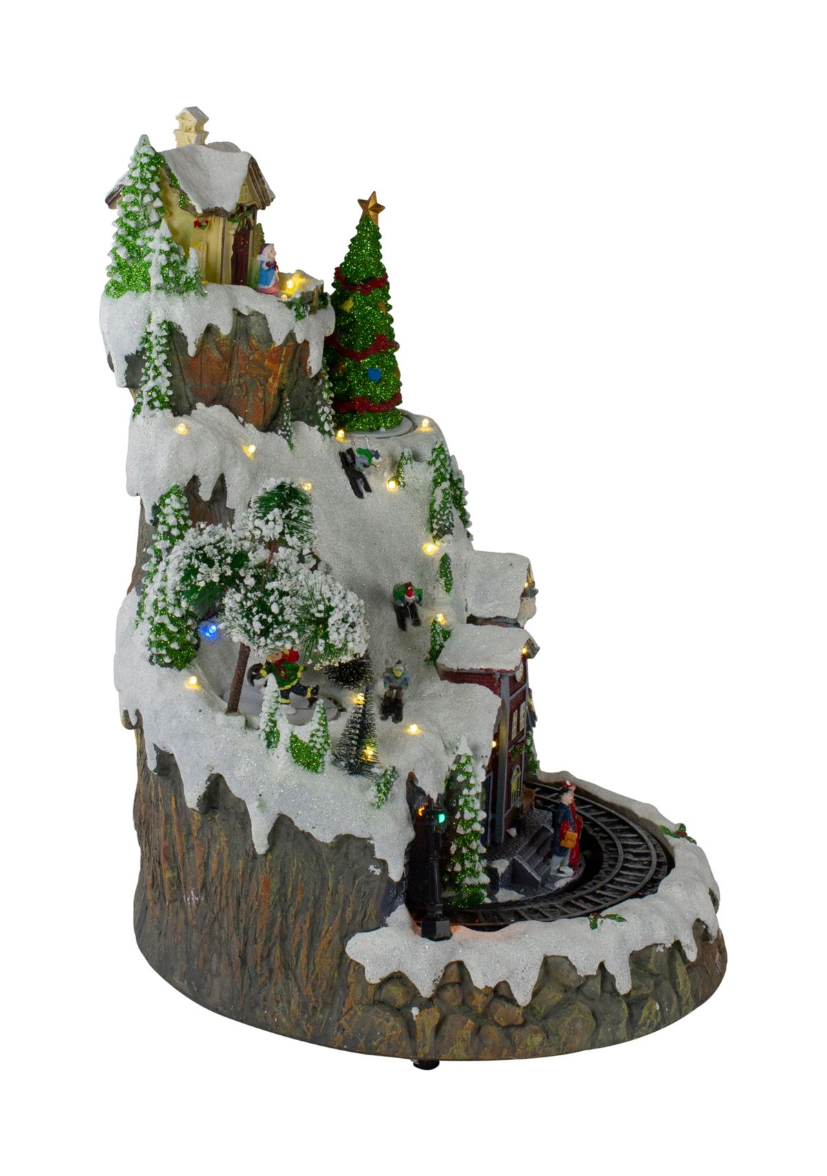 17Inch White LED Lighted and Animated Christmas Village with Moving Train