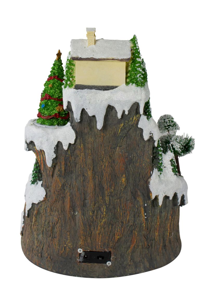 17Inch White LED Lighted and Animated Christmas Village with Moving Train
