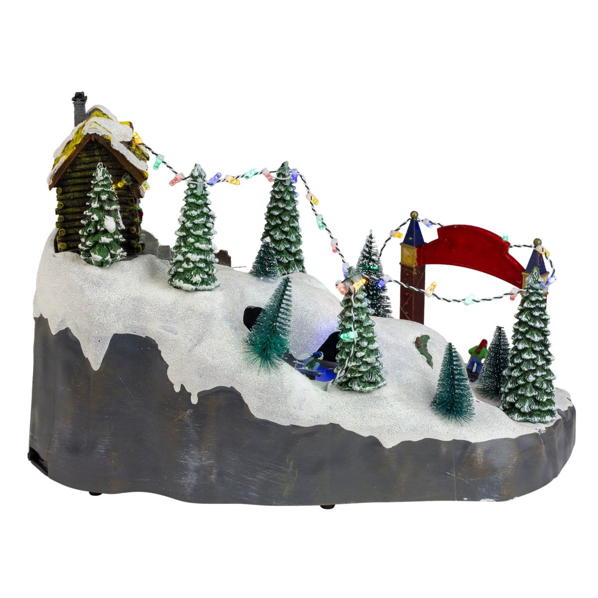 15inch LED Lighted Winter Skiing Scene Animated Christmas Village Display