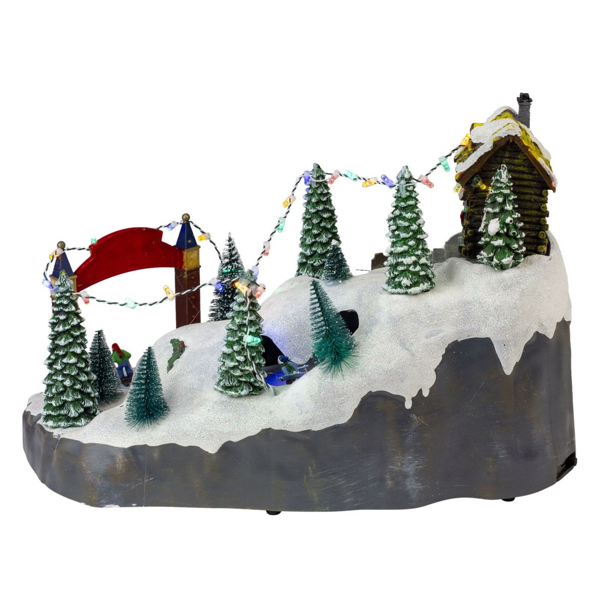 15inch LED Lighted Winter Skiing Scene Animated Christmas Village Display