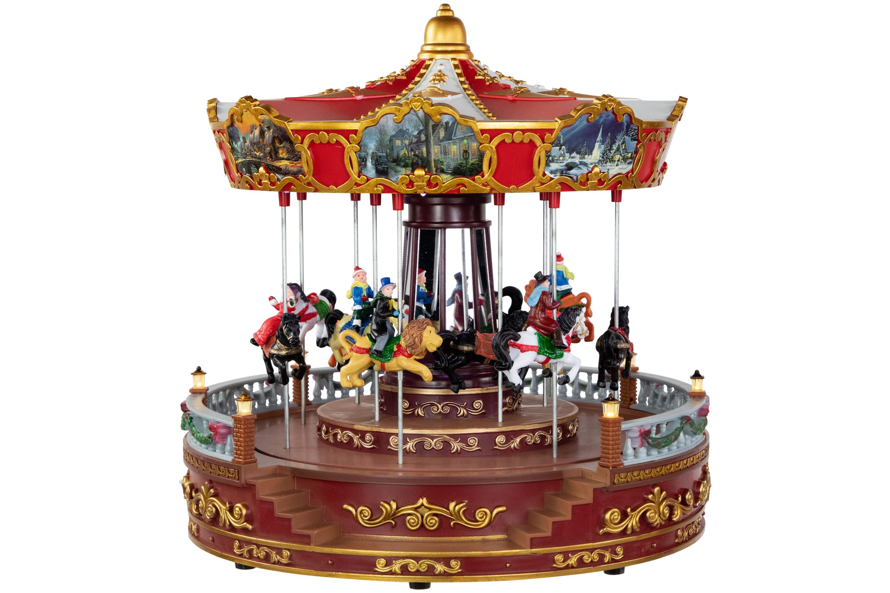 14" LED Lighted Animated and Musical Carousel Christmas Decoration