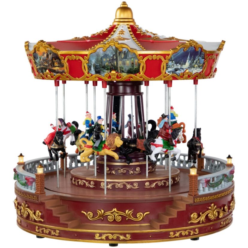 14" LED Lighted Animated and Musical Carousel Christmas Decoration