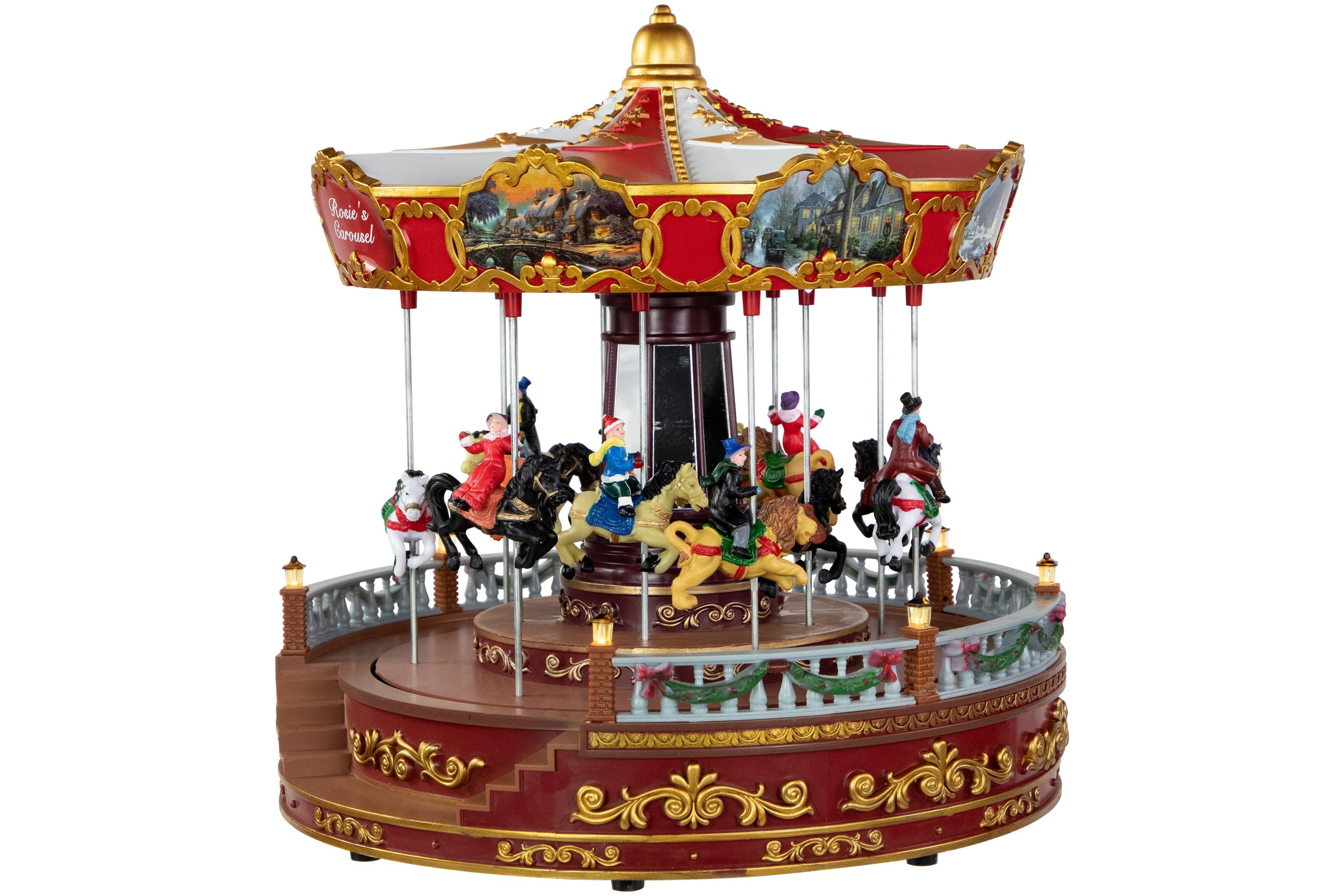 14" LED Lighted Animated and Musical Carousel Christmas Decoration