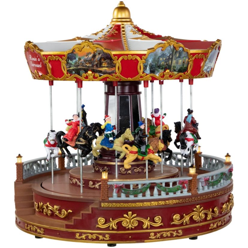 14" LED Lighted Animated and Musical Carousel Christmas Decoration