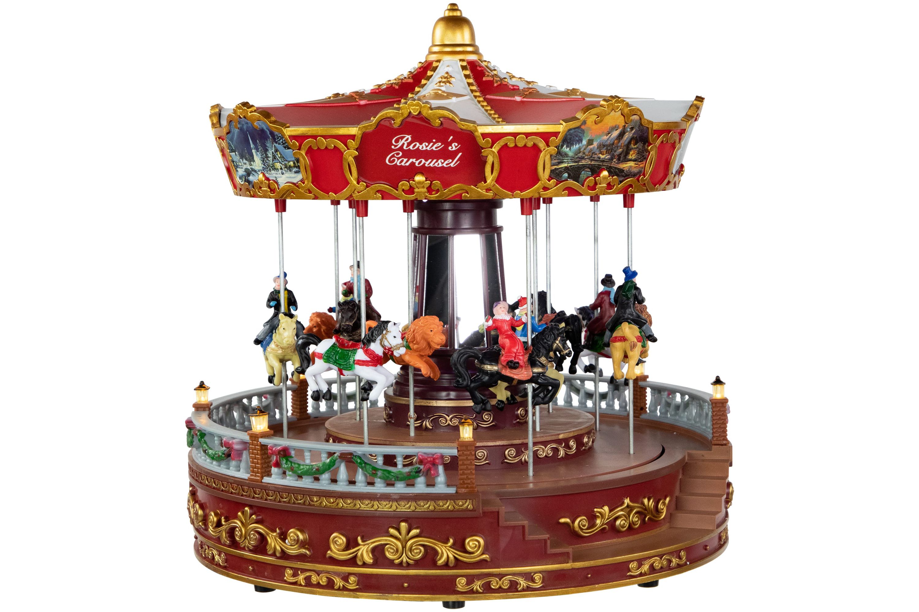 14" LED Lighted Animated and Musical Carousel Christmas Decoration