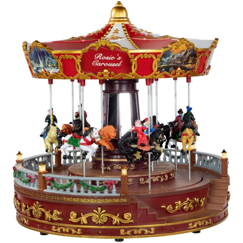 14" LED Lighted Animated and Musical Carousel Christmas Decoration