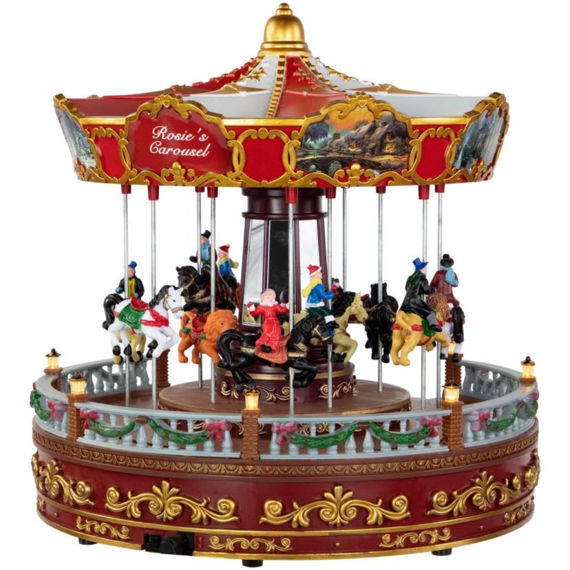 14" LED Lighted Animated and Musical Carousel Christmas Decoration
