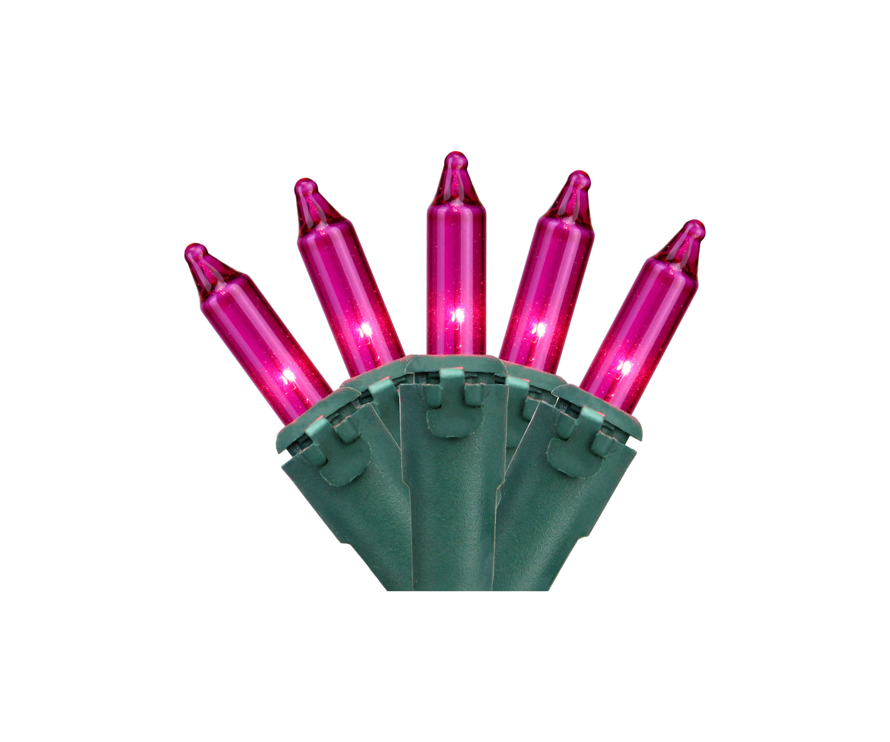 100ct Pink Mini Christmas Lights - 34ft  Green Wire