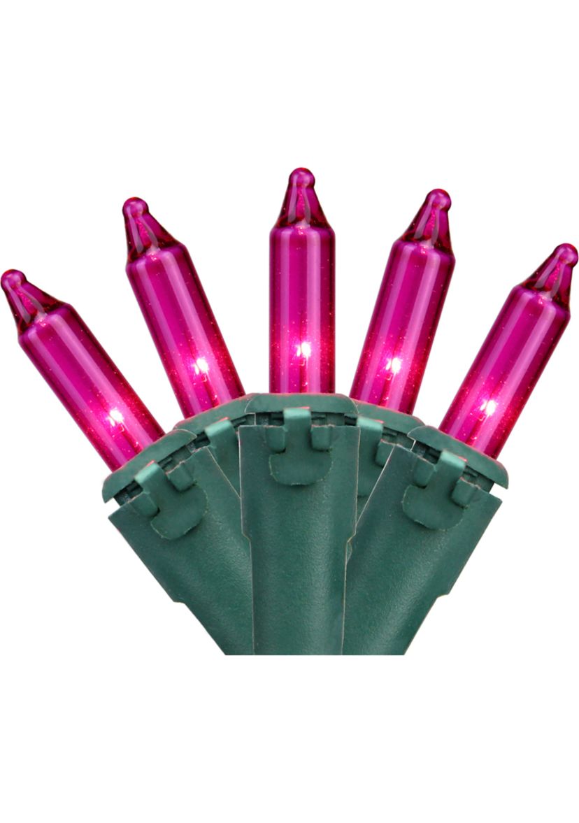 100ct Pink Mini Christmas Lights - 34ft  Green Wire