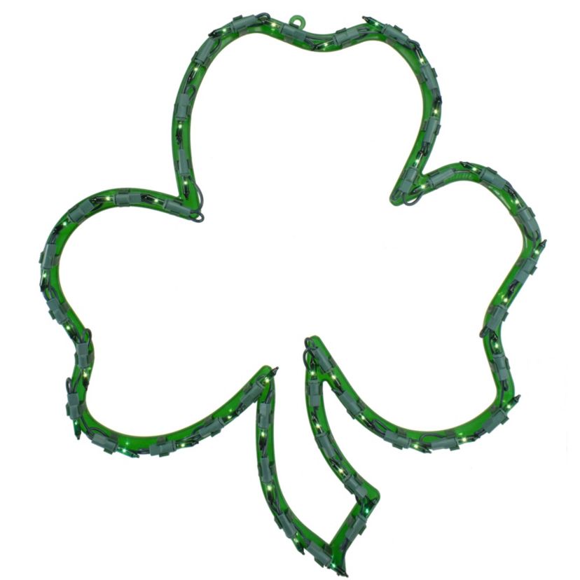 17" Lighted St. Patricks Day Irish Shamrock Window Silhouette