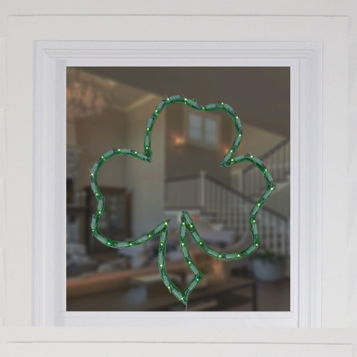 17" Lighted St. Patricks Day Irish Shamrock Window Silhouette