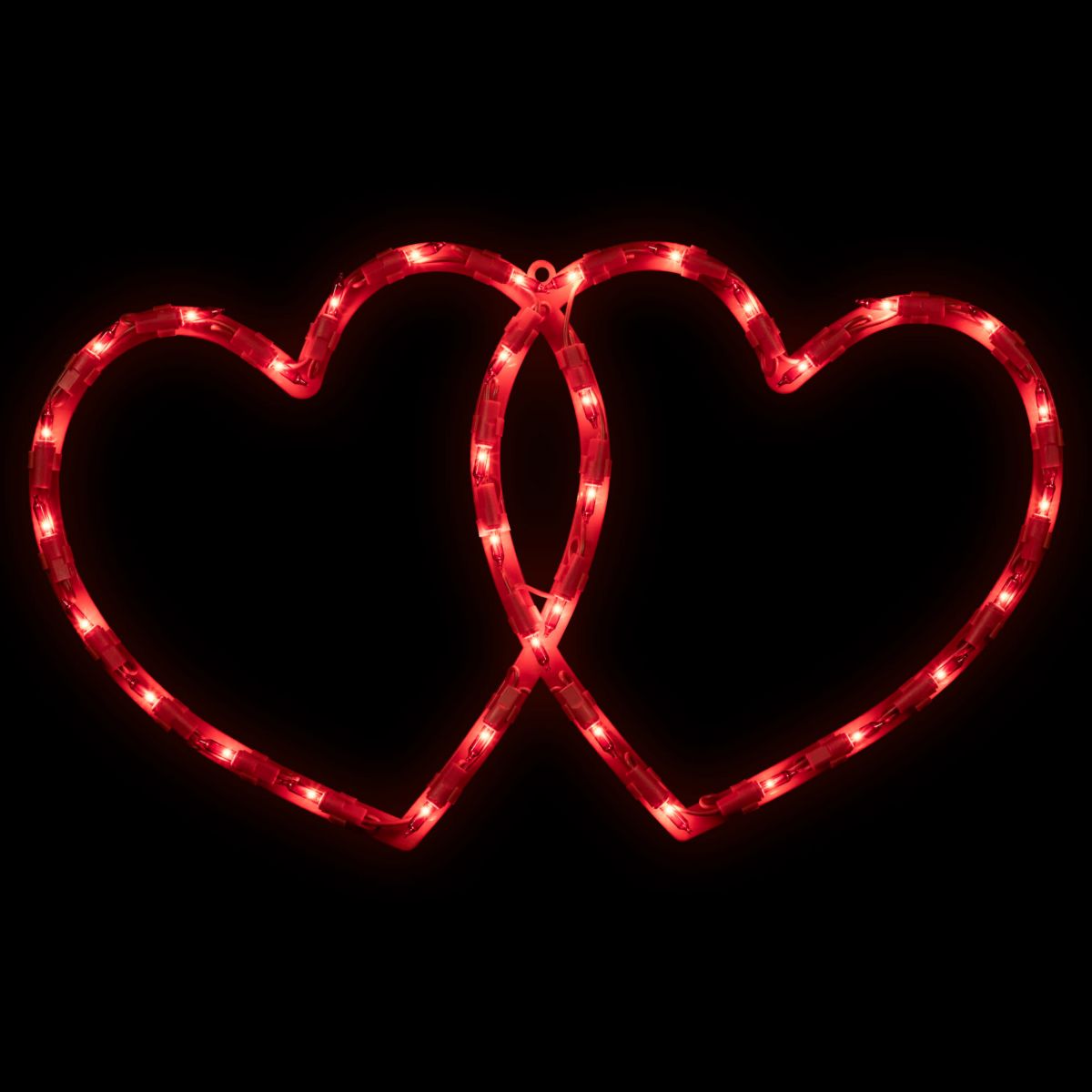 Lighted Double Heart Valentines Day Window Silhouette - 17" - Red