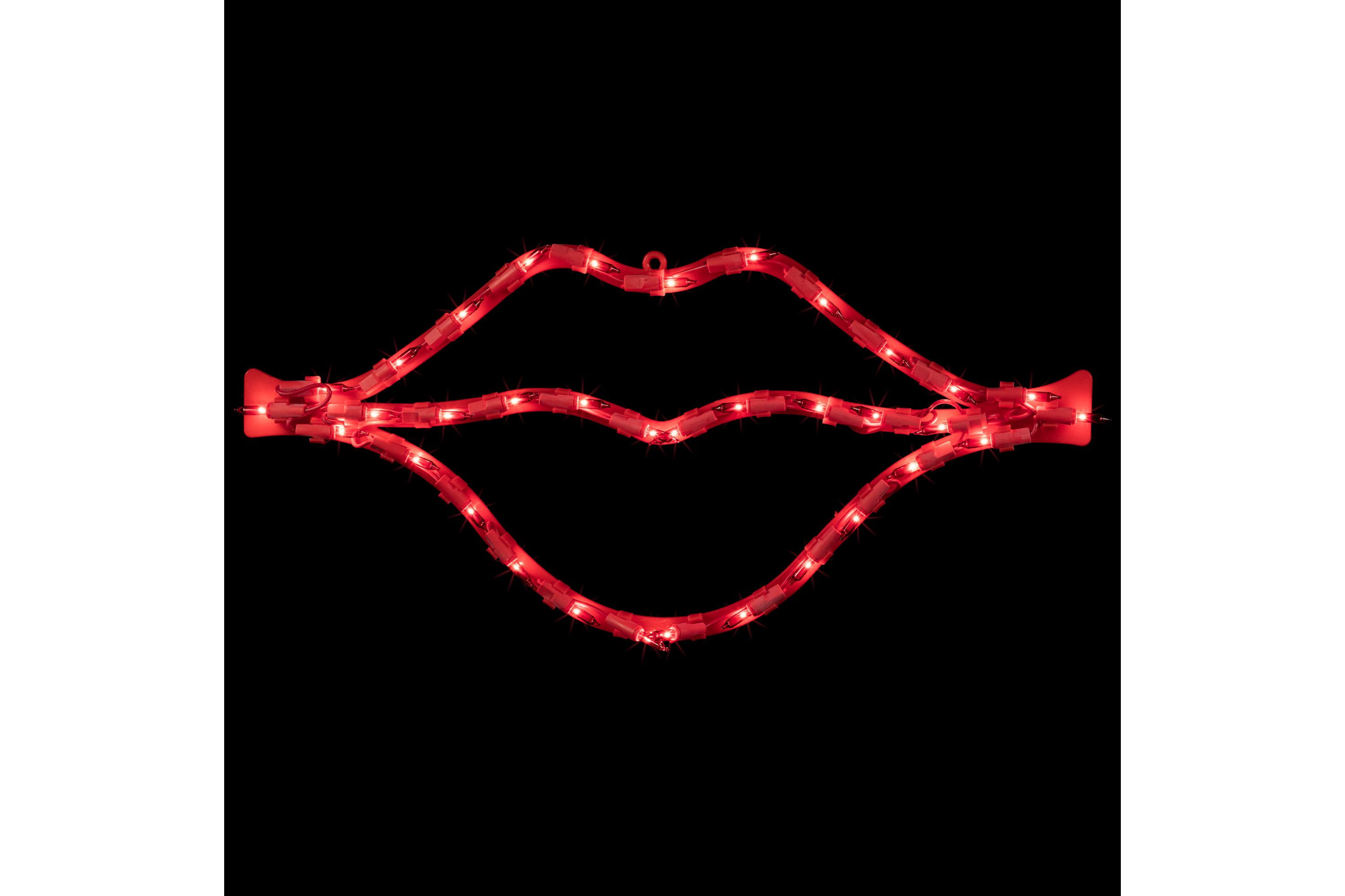17.5" Lighted Red Lips Valentines Day Window Silhouette
