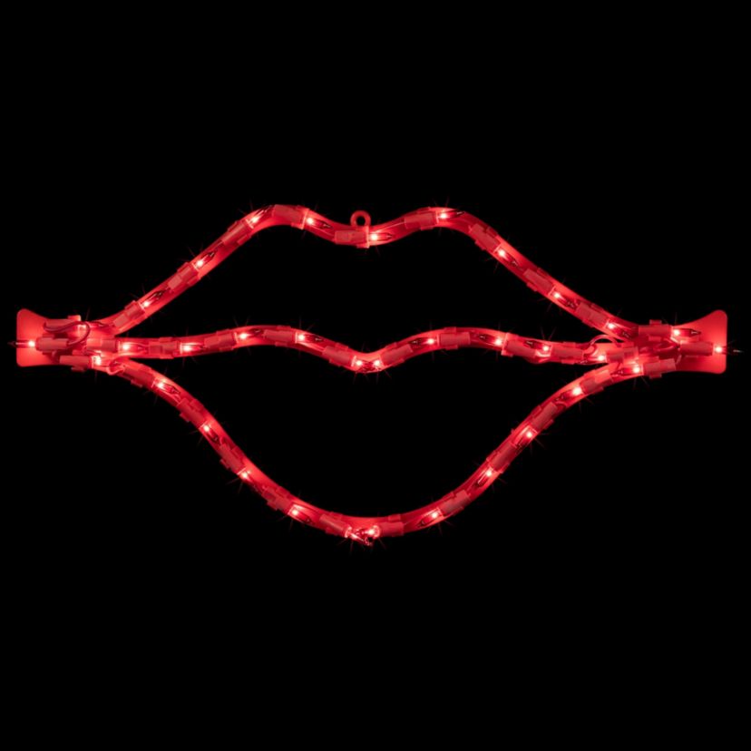 17.5" Lighted Red Lips Valentines Day Window Silhouette