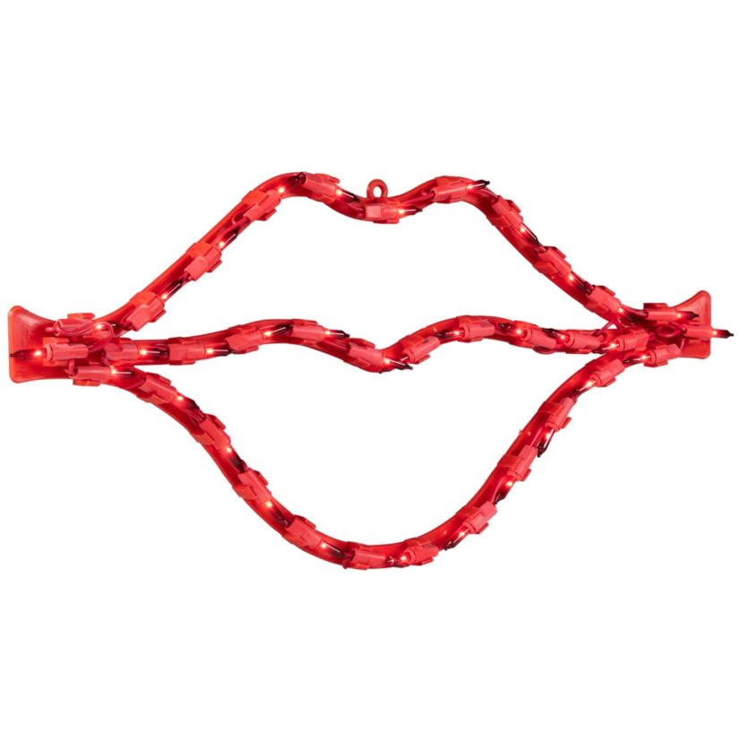 17.5" Lighted Red Lips Valentines Day Window Silhouette