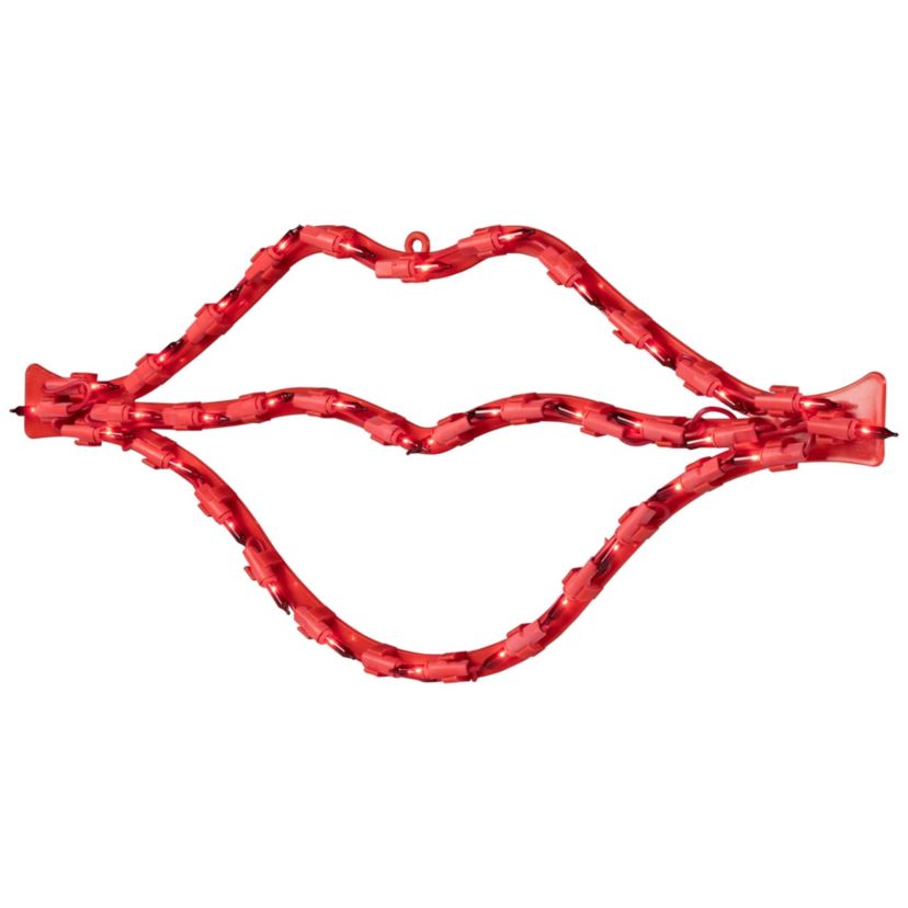 17.5" Lighted Red Lips Valentines Day Window Silhouette