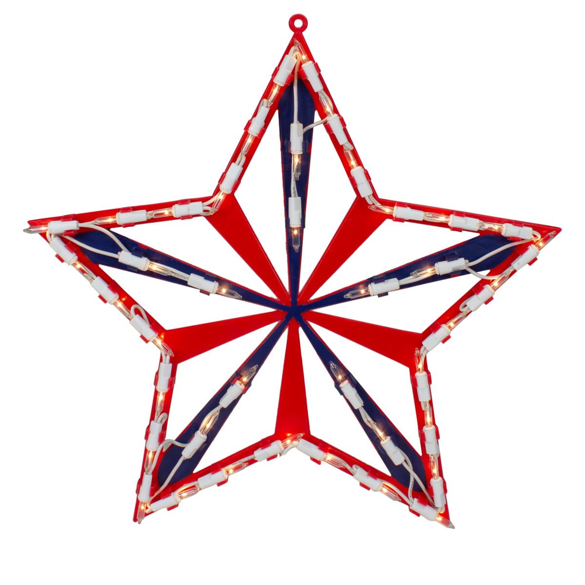 Lighted Red and Blue Patriotic Star Window Decoration - 14" - Clear Lights