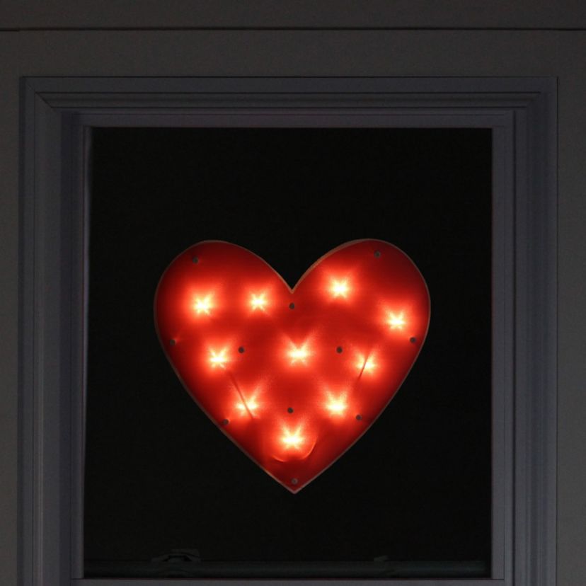 14" Lighted Heart Valentines Day Window Silhouette