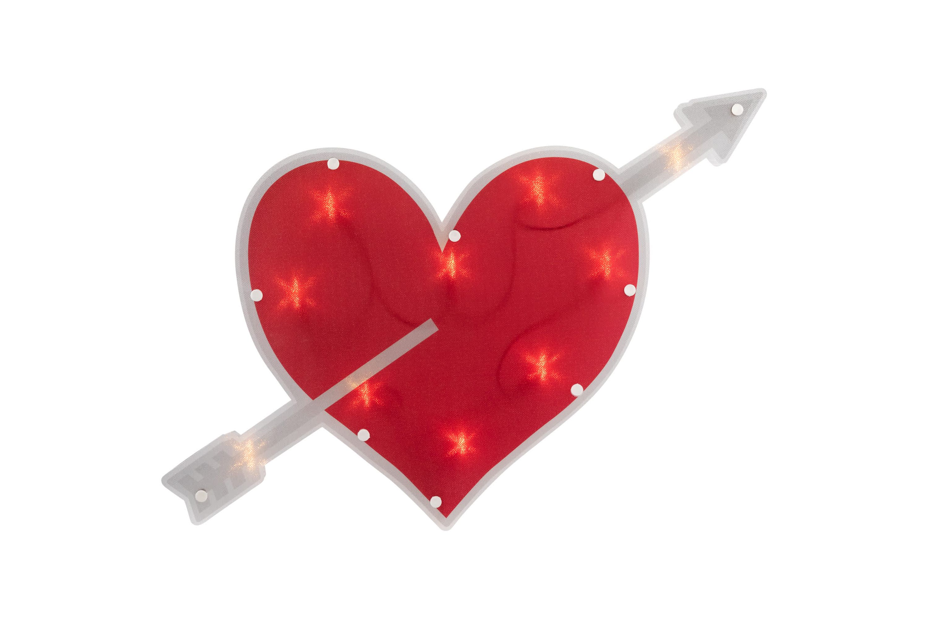 18" Red and White Lighted Heart with Arrow Valentines Day Window Silhouette