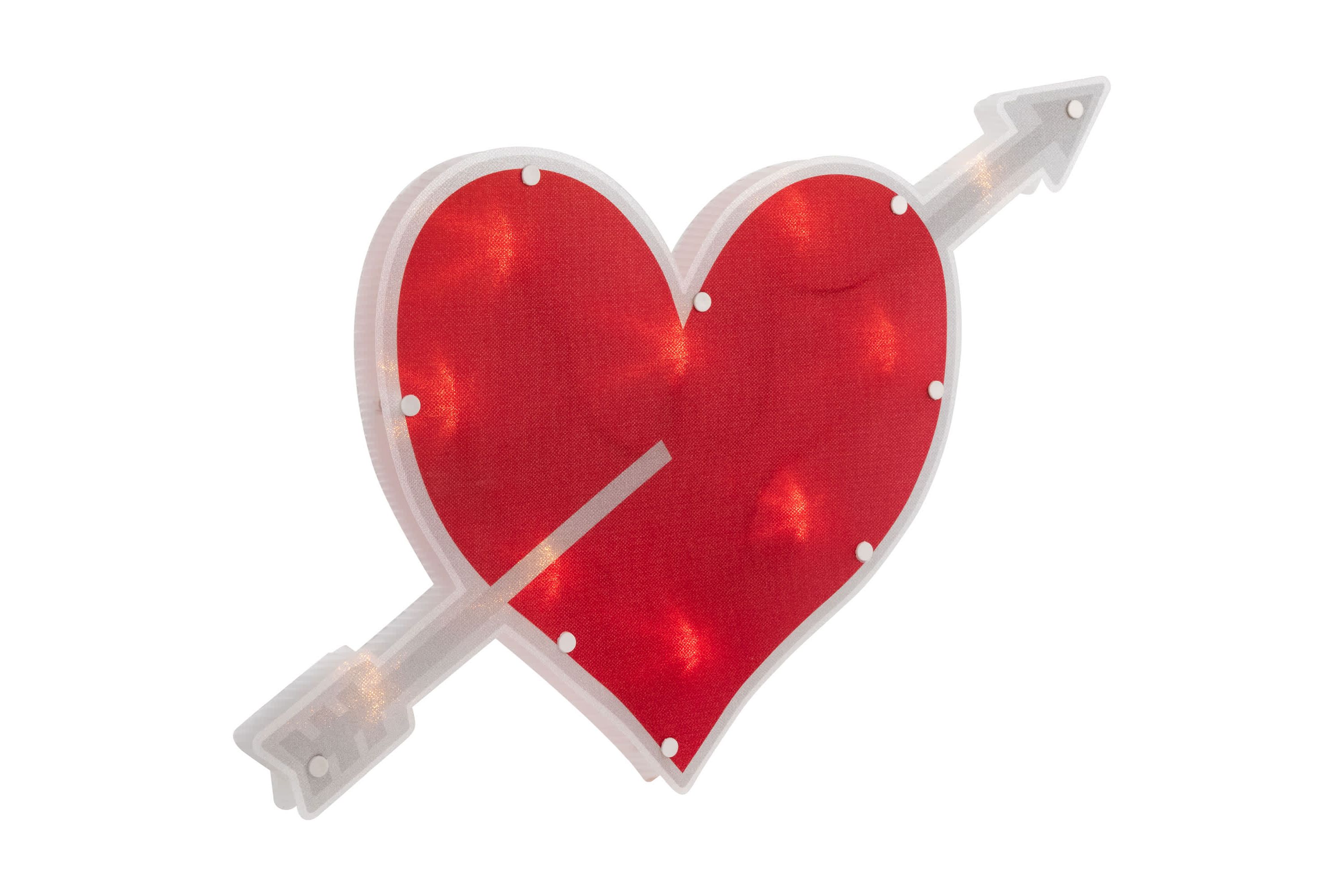 18" Red and White Lighted Heart with Arrow Valentines Day Window Silhouette