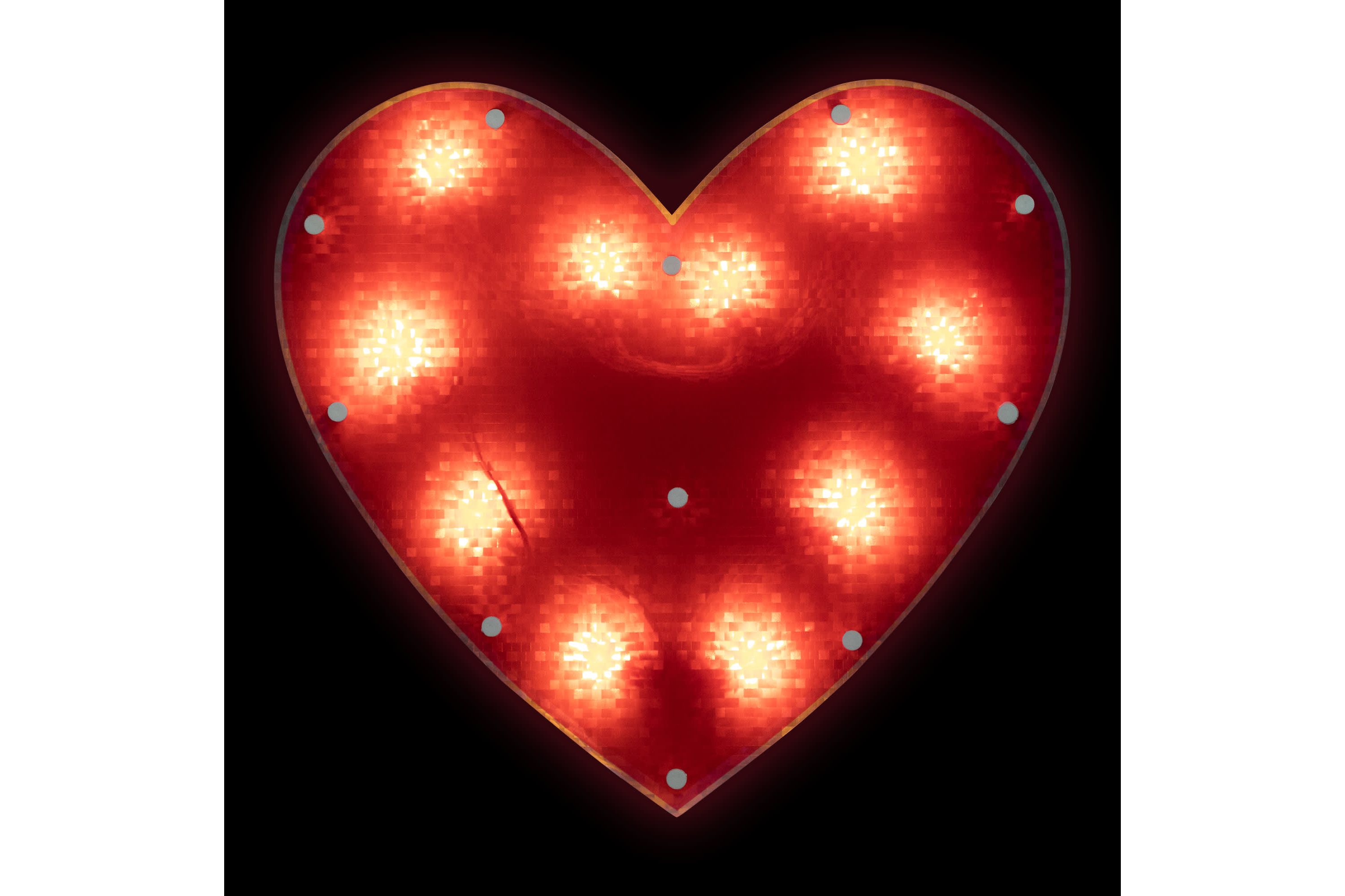 13" Lighted Shimmering Red Heart Valentines Day Window Silhouette