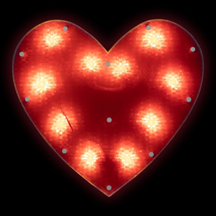 13" Lighted Shimmering Red Heart Valentines Day Window Silhouette