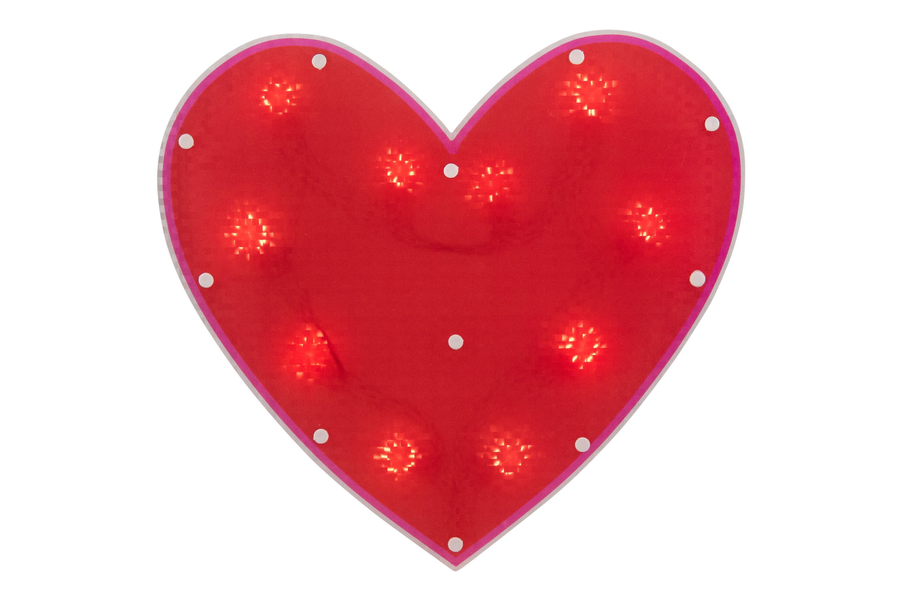 13" Lighted Shimmering Red Heart Valentines Day Window Silhouette