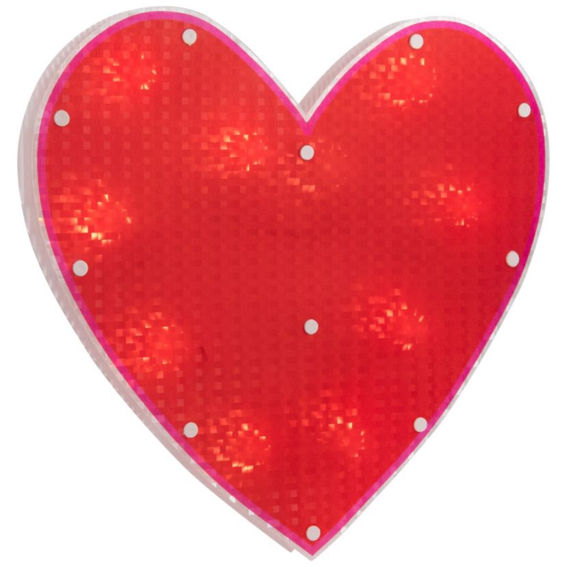 13" Lighted Shimmering Red Heart Valentines Day Window Silhouette