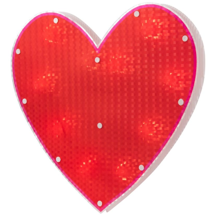 13" Lighted Shimmering Red Heart Valentines Day Window Silhouette