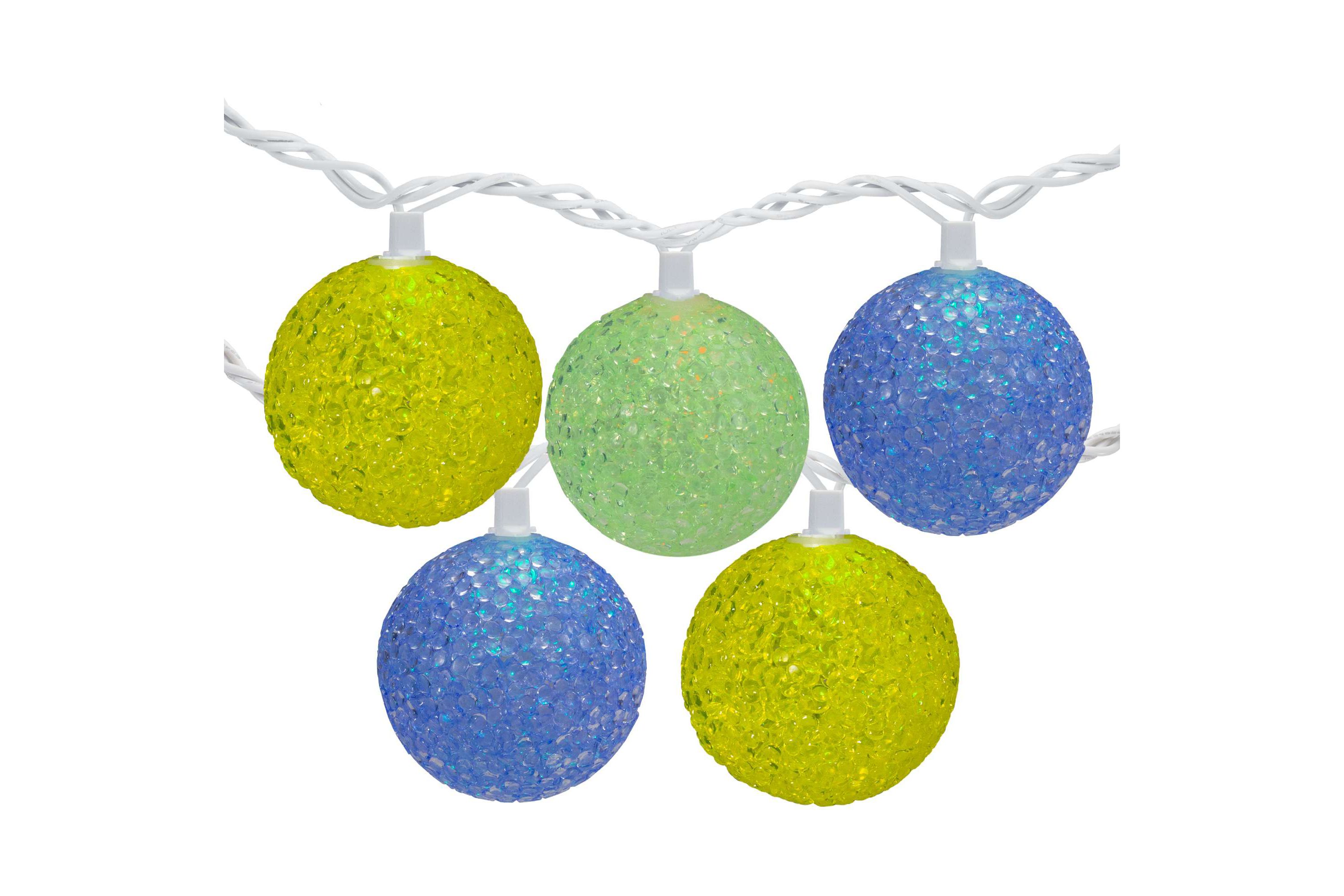 10 LED Color-Changing Sparkly Globe String Lights - 7.5 ft White Wire