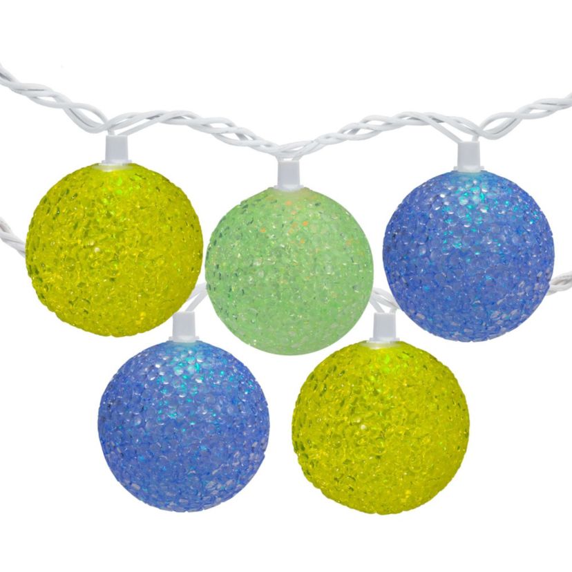 10 LED Color-Changing Sparkly Globe String Lights - 7.5 ft White Wire