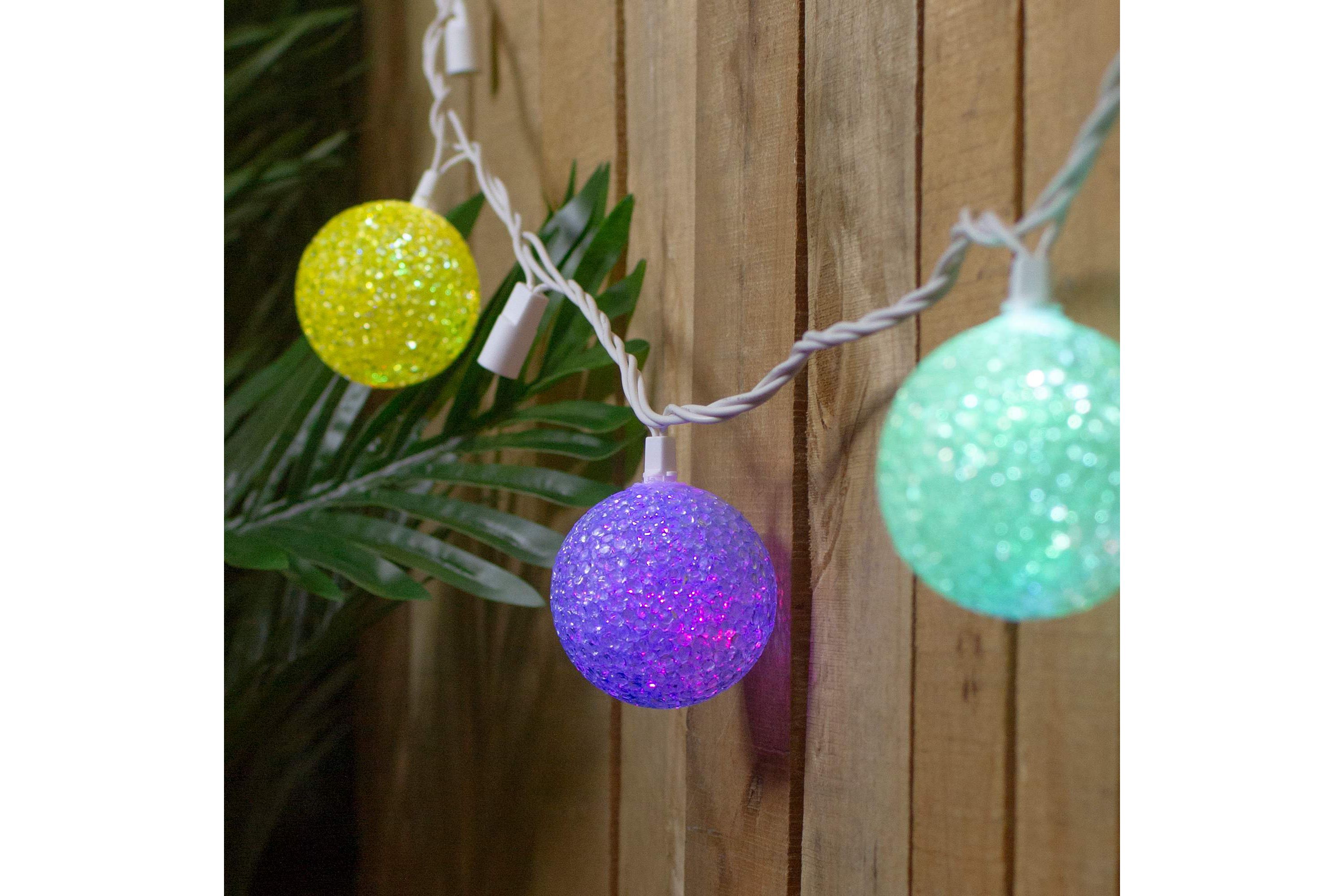 10 LED Color-Changing Sparkly Globe String Lights - 7.5 ft White Wire