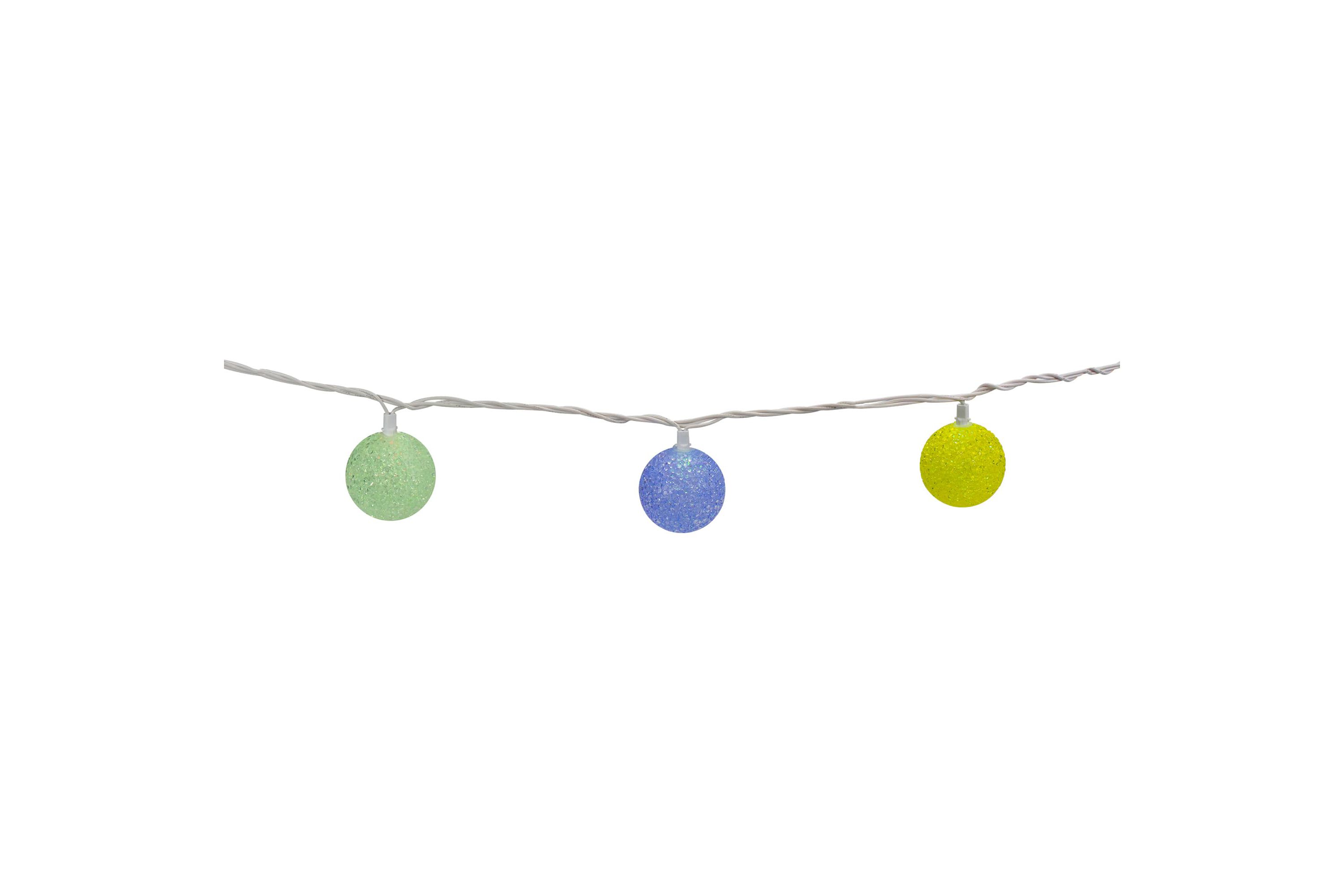 10 LED Color-Changing Sparkly Globe String Lights - 7.5 ft White Wire