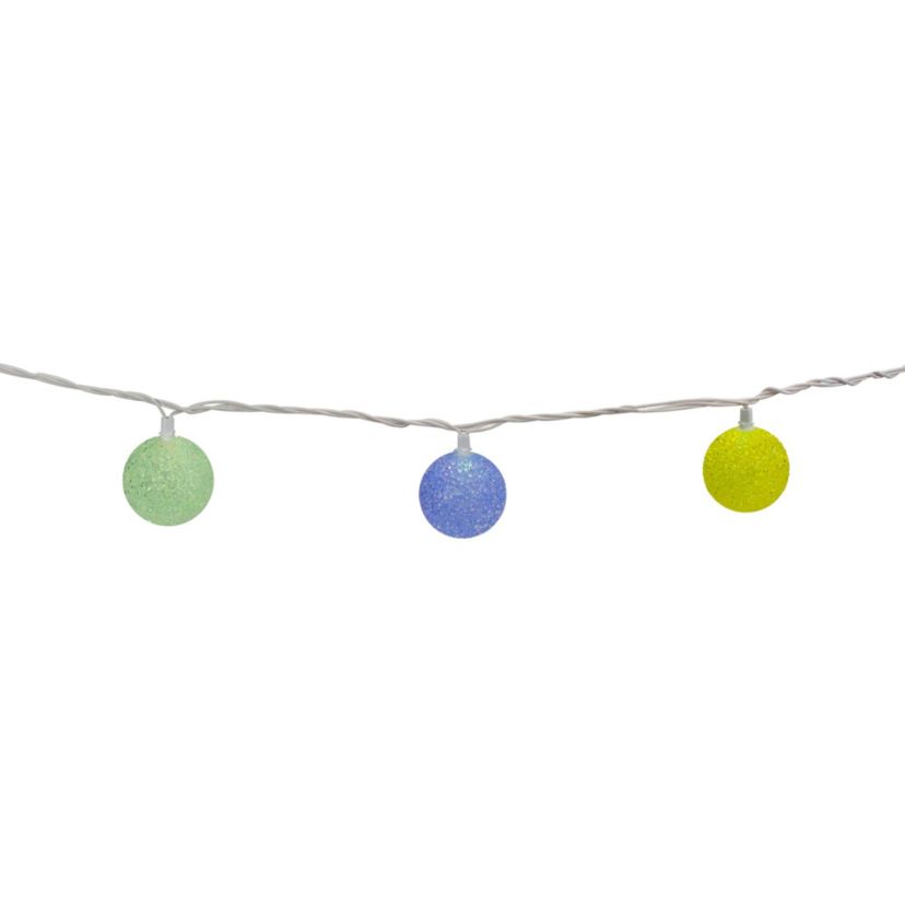 10 LED Color-Changing Sparkly Globe String Lights - 7.5 ft White Wire