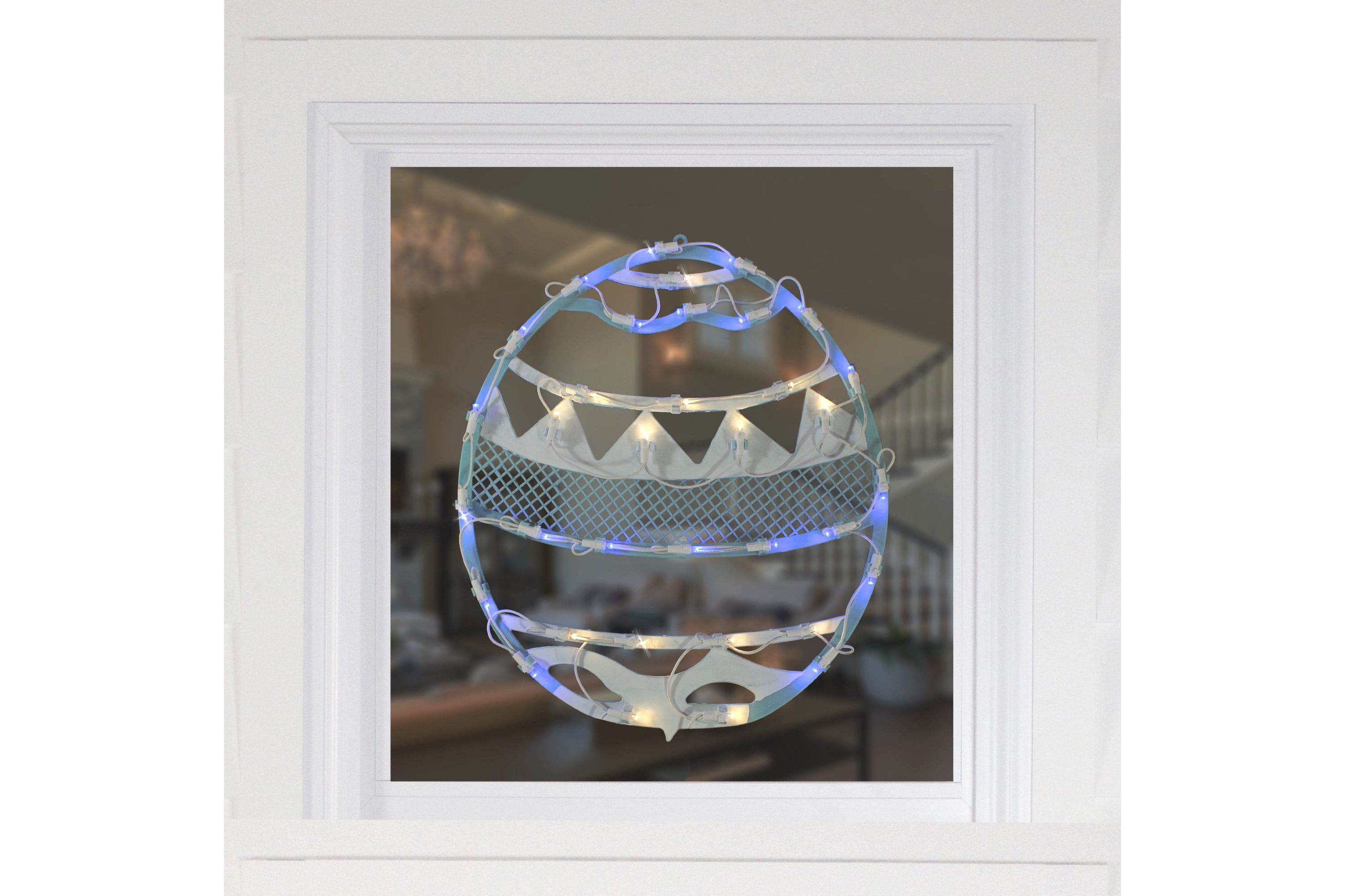 LED Lighted Easter Egg Spring Window Silhouette Decoration - 17"  - Blue