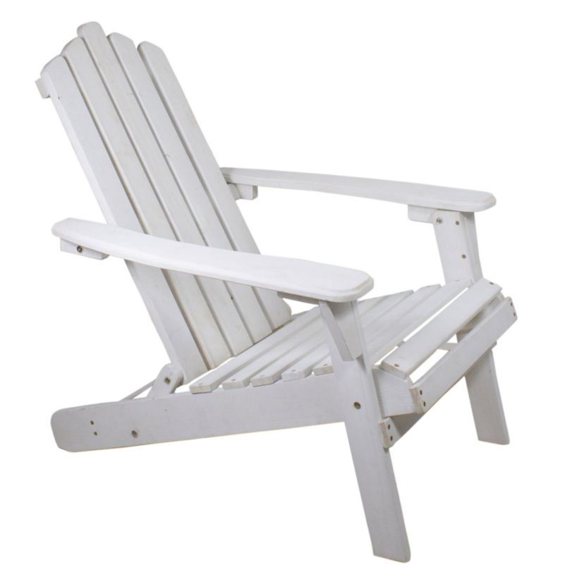 36" White Classic Folding Wooden Adirondack Chair