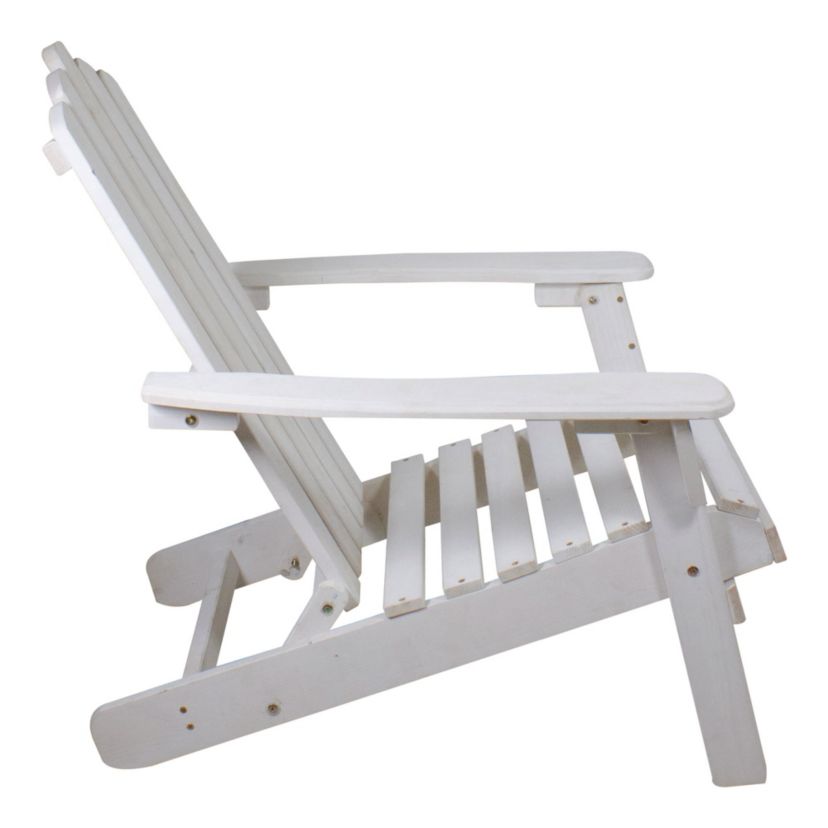 36" White Classic Folding Wooden Adirondack Chair