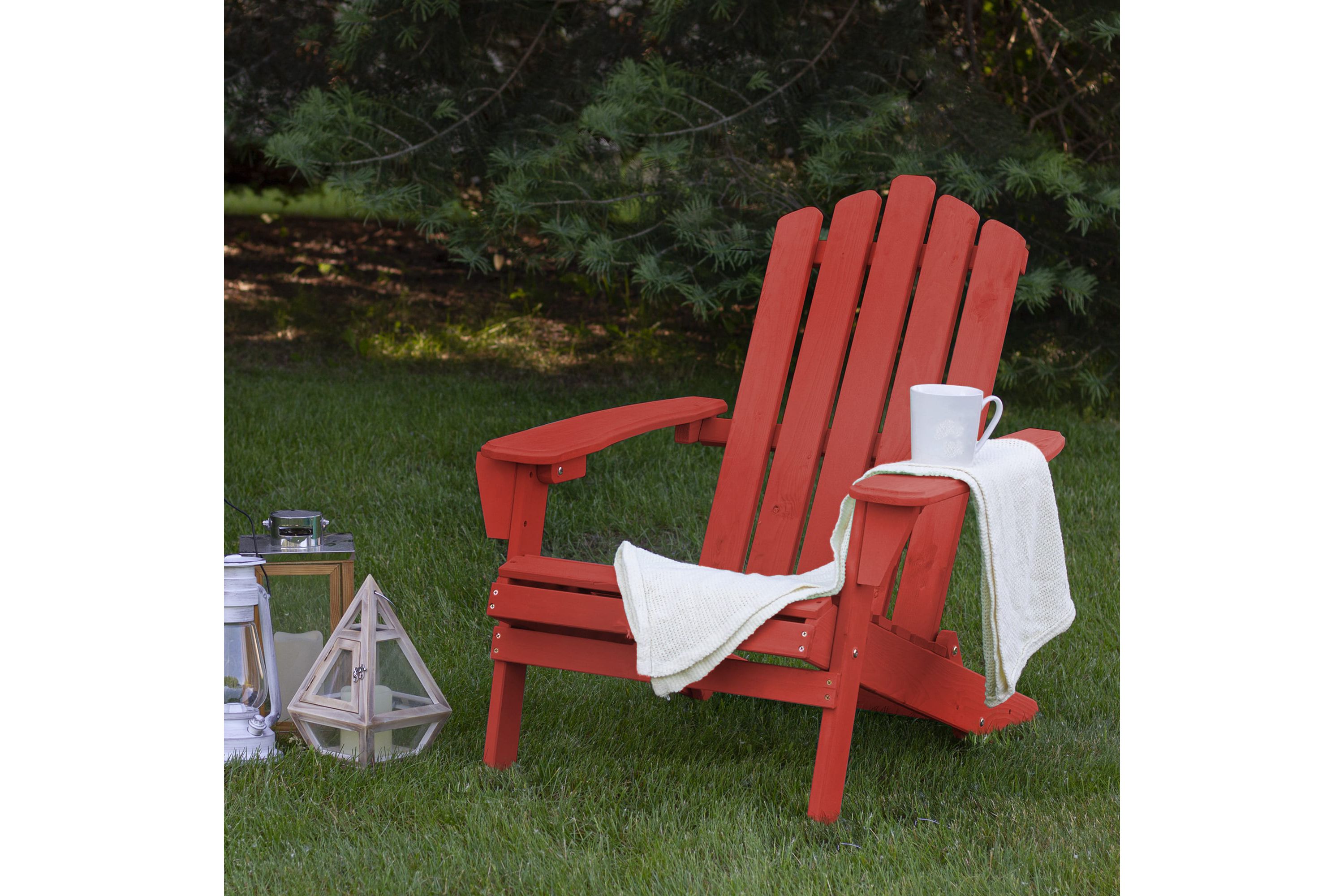 36" Red Classic Folding Wooden Adirondack Chair
