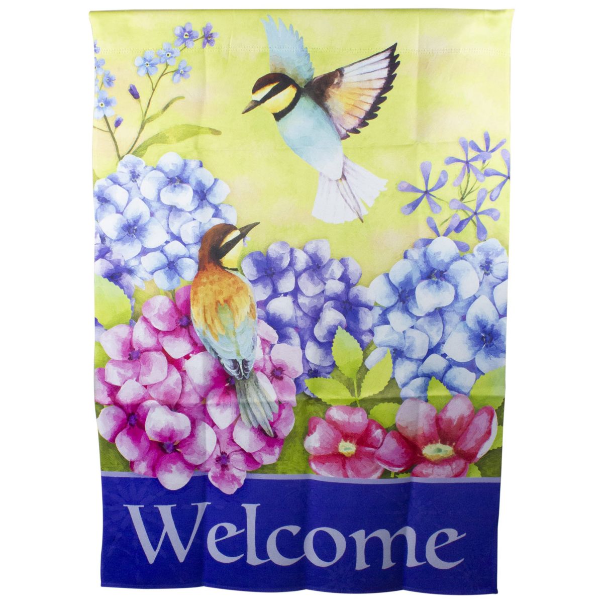 Welcome Floral Hummingbird Outdoor House Flag 28" x 40"