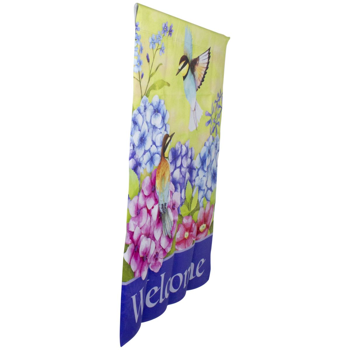 Welcome Floral Hummingbird Outdoor House Flag 28" x 40"