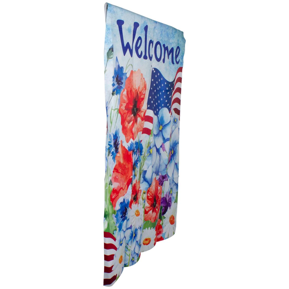 Floral "Welcome" Patriotic Outdoor House Flag - 40" x 28"