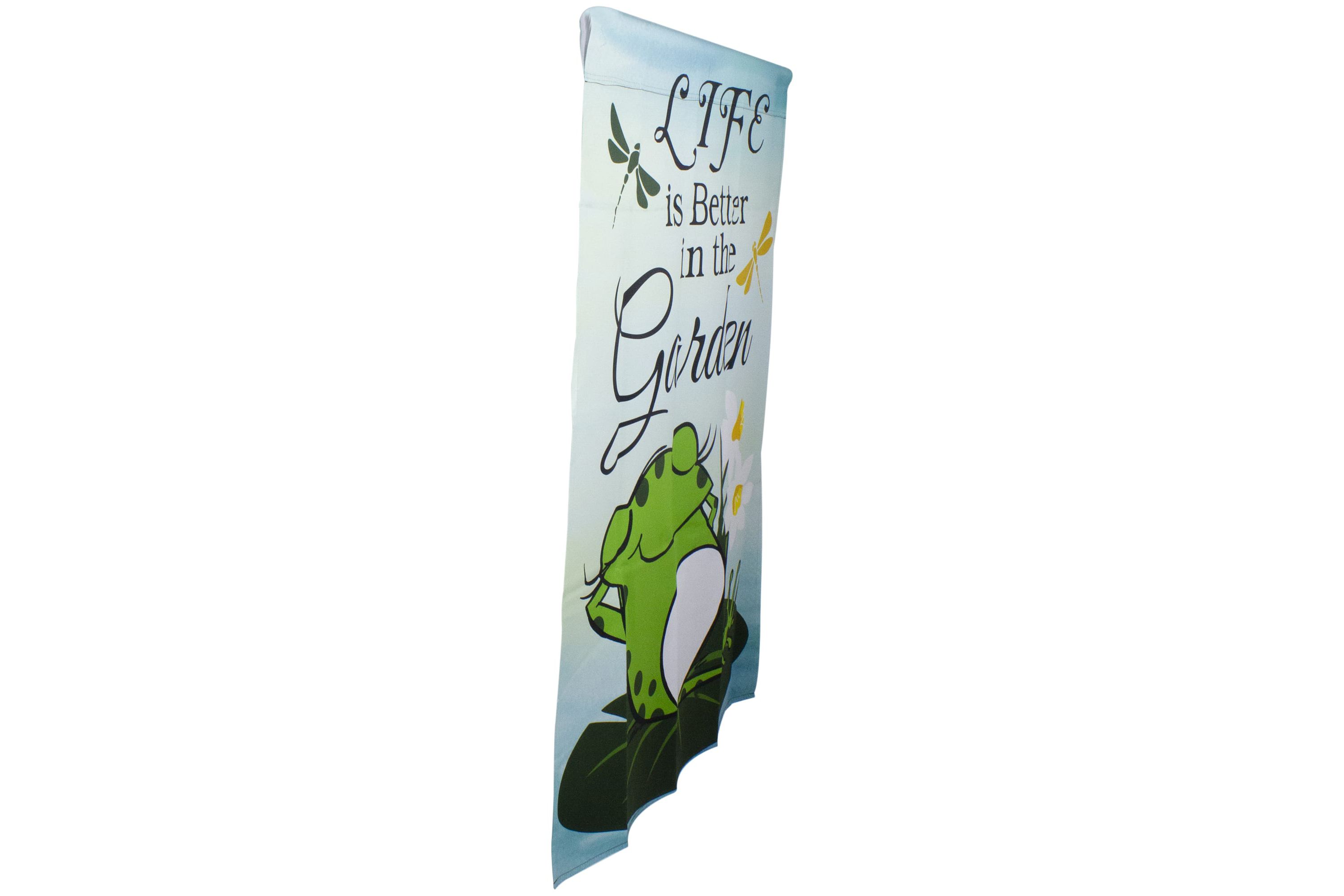 Life is Better in the Garden Green Frog Outdoor House Flag 28" x 40"