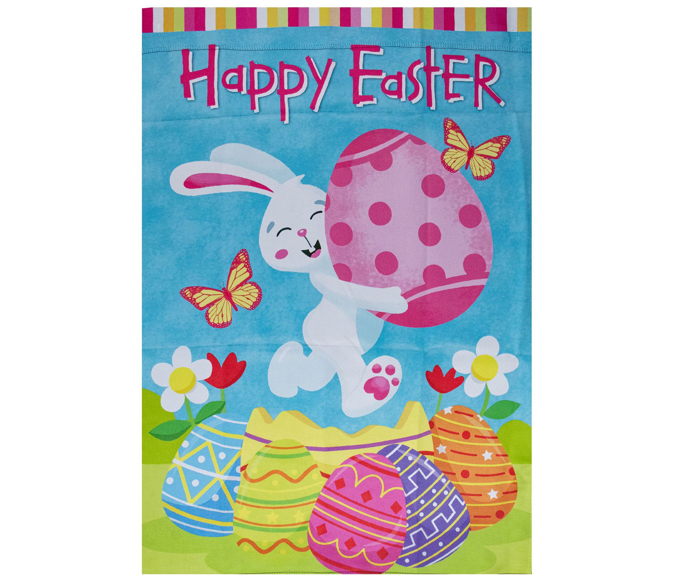 Happy Easter Bunny with Eggs Outdoor House Flag 28" x 40"
