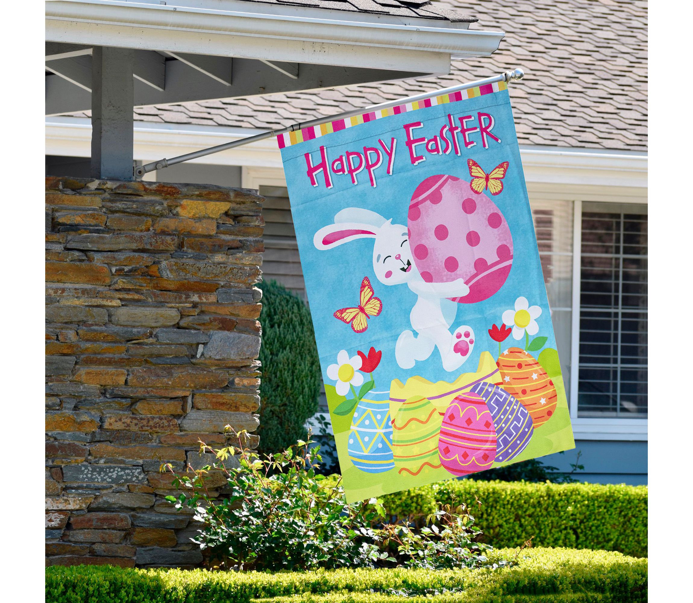Happy Easter Bunny with Eggs Outdoor House Flag 28" x 40"