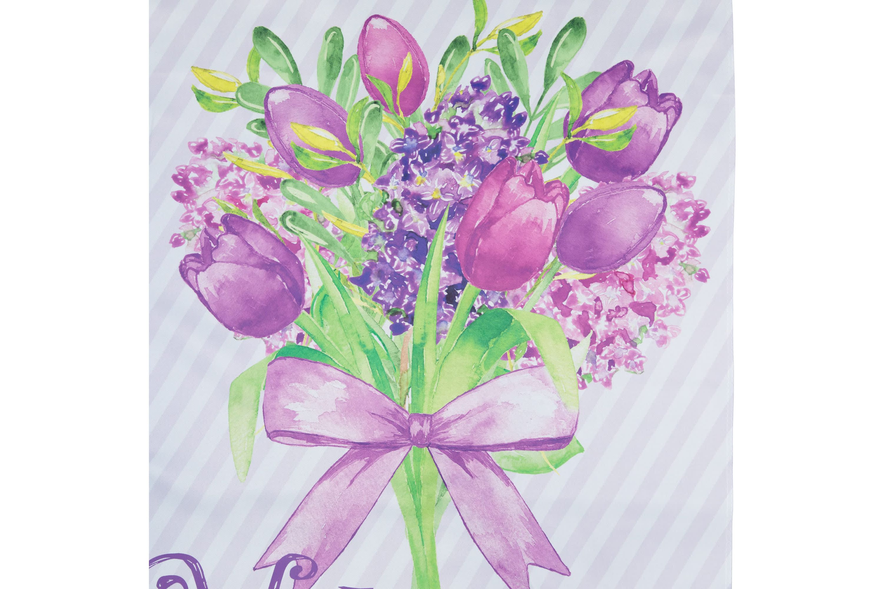 Welcome Purple Floral Bouquet Outdoor House Flag 28" x 40"