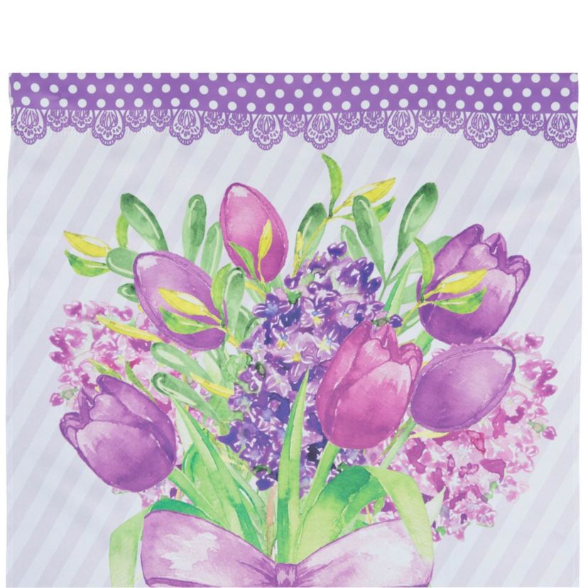 Welcome Purple Floral Bouquet Outdoor House Flag 28" x 40"