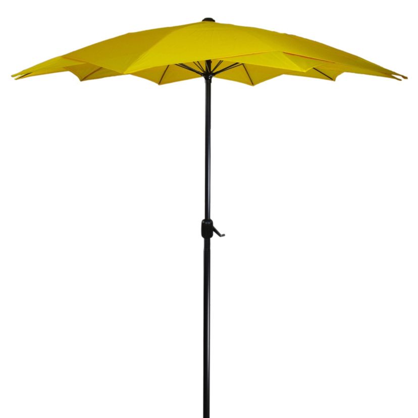 8.85ft Outdoor Patio Lotus Umbrella with Hand Crank  Yellow