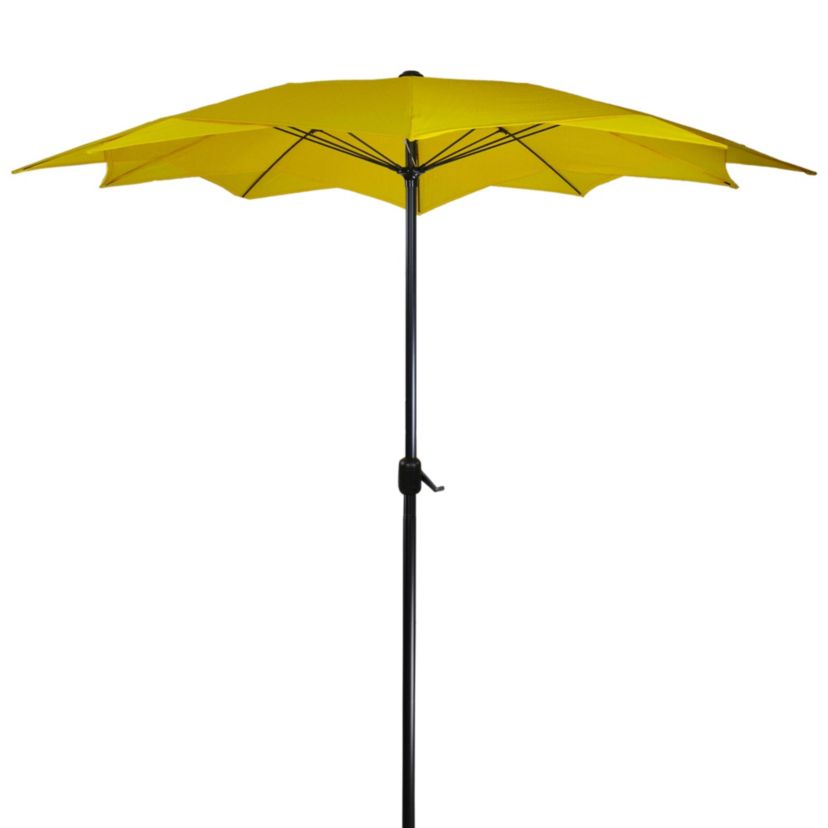 8.85ft Outdoor Patio Lotus Umbrella with Hand Crank  Yellow