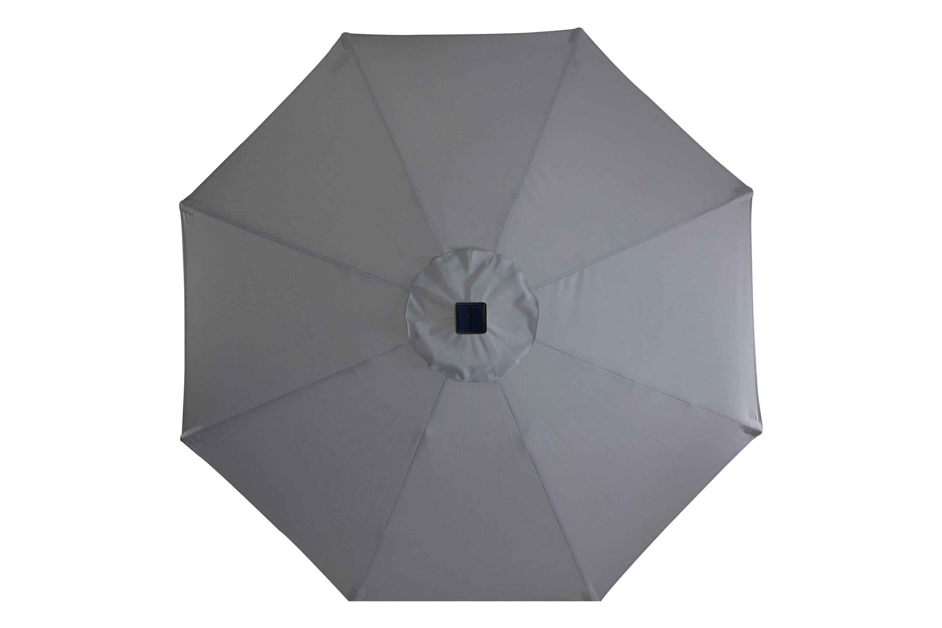 9ft Solar Lighted Outdoor Patio Market Umbrella with Hand Crank and Tilt  Gray
